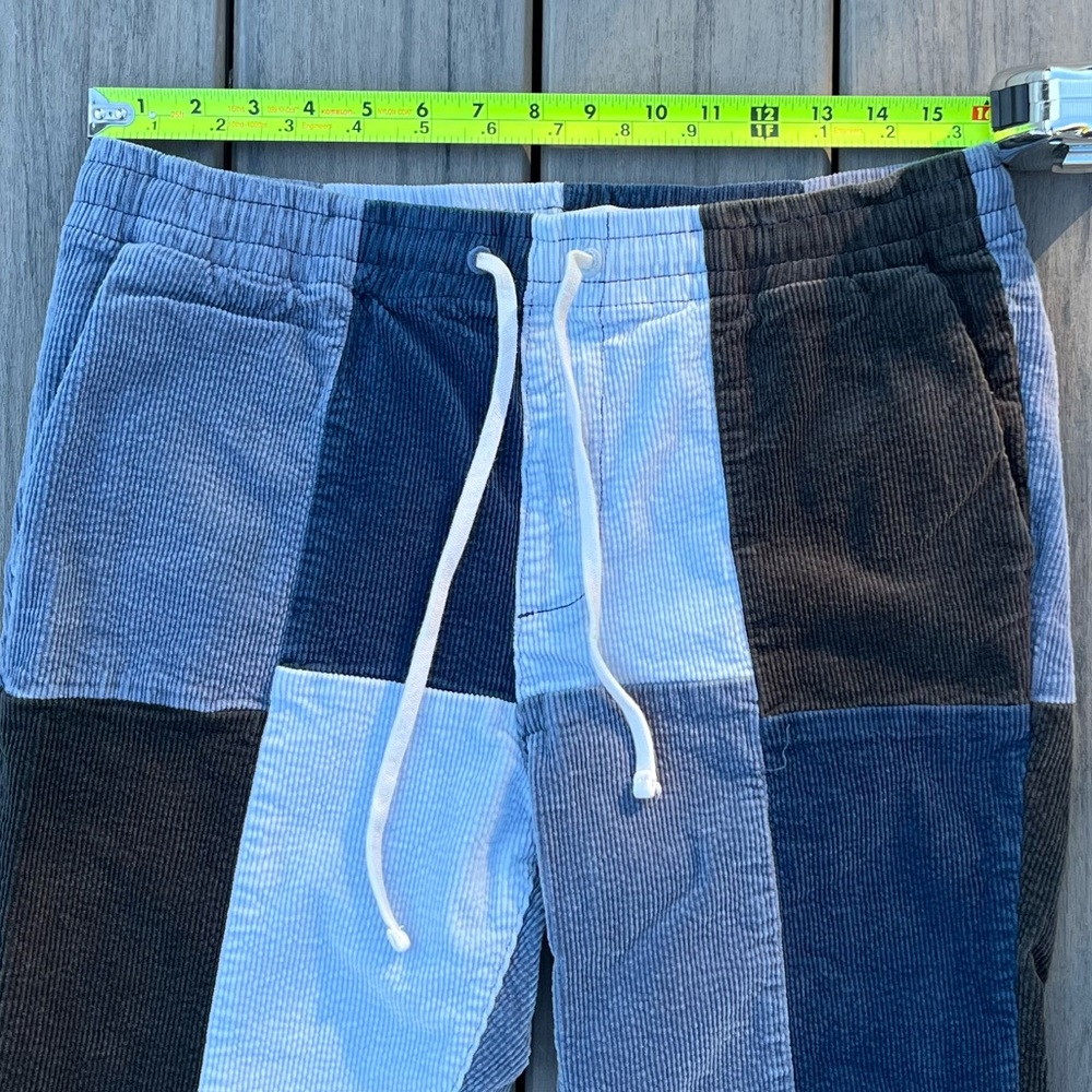 PacSun; Blue/Grey; Corduroy Patchwork Pants; Regular/Tapered; Unisex; Slim Med - Picture 2 of 9